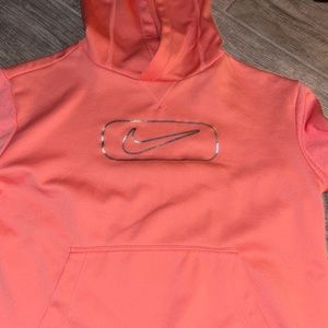 Neon coral/pink Nike kids hoodie